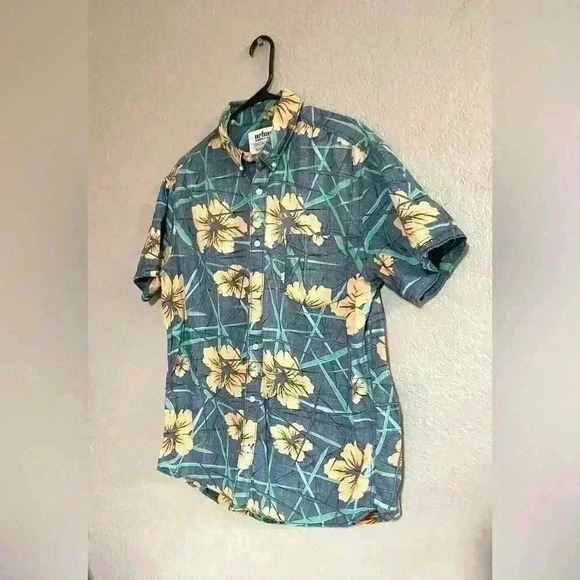 Urban Pipeline Men's Hawaiian Shirt X- Large Blue Peach Floral Print - Picture 3 of 7
